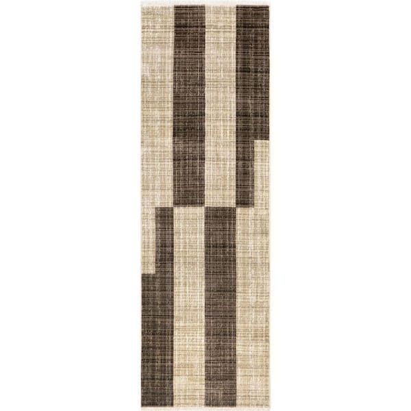 RUGS USA Cedarwood Fringed Brown 3 ft. x 8 ft. Runner Rug