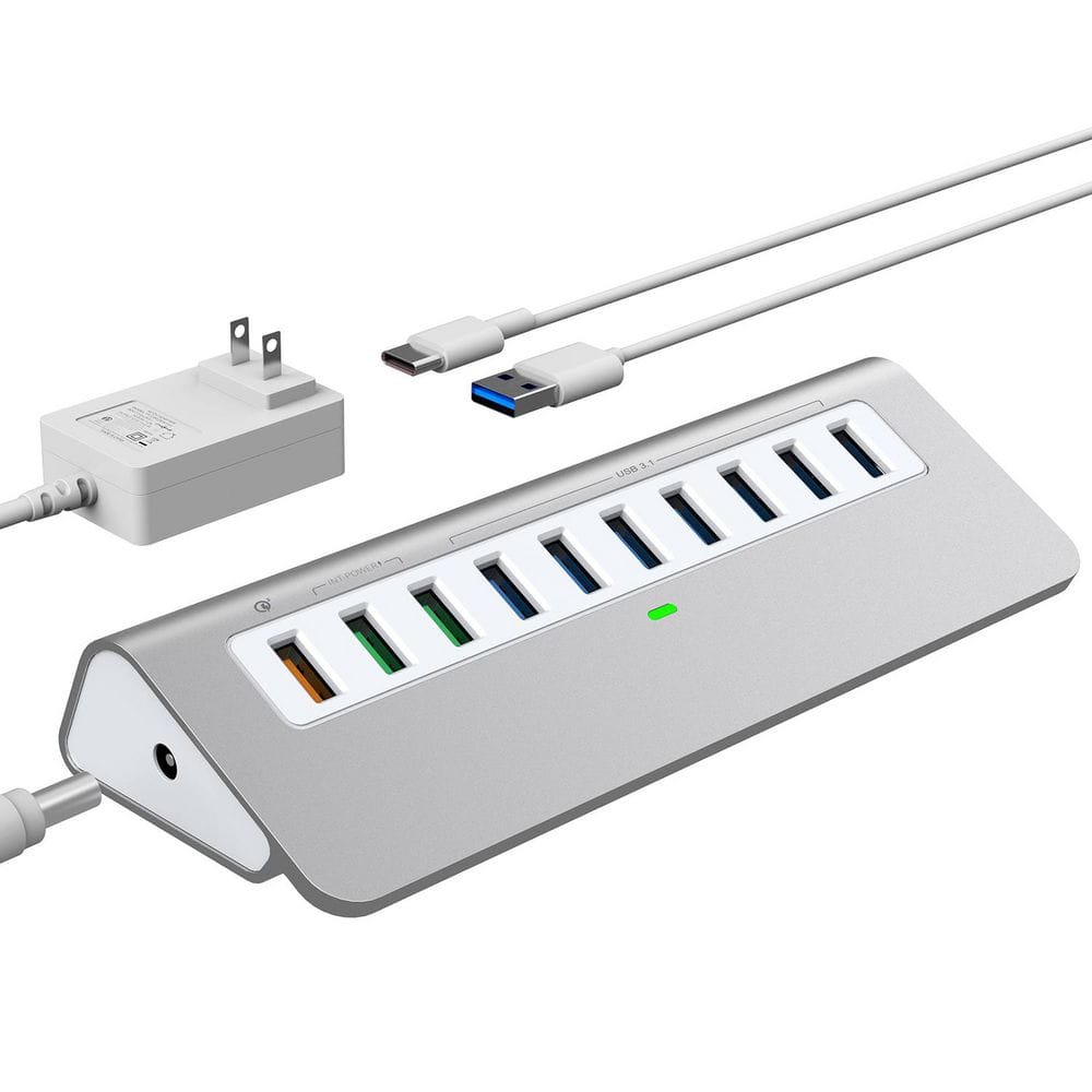 10-Port USB 3.1 Gen 2 Hub with 7 Data Ports 10Gbps Speed 3 Fast Charging Ports Aluminum Design for Mac PC Laptop price history on PriceWatchPro