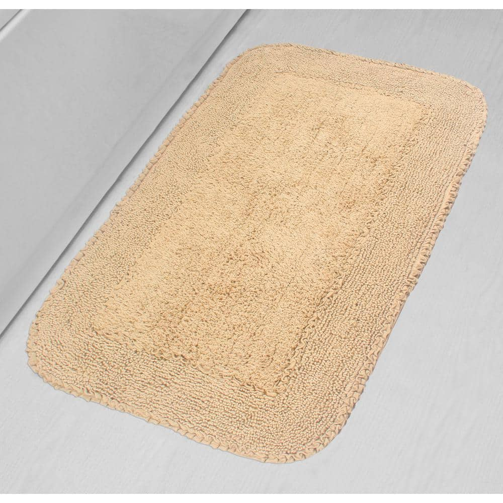 Home Weavers Inc Radiant Collection 24 in. x 40 in. Beige Cotton Bath Rug, Linen