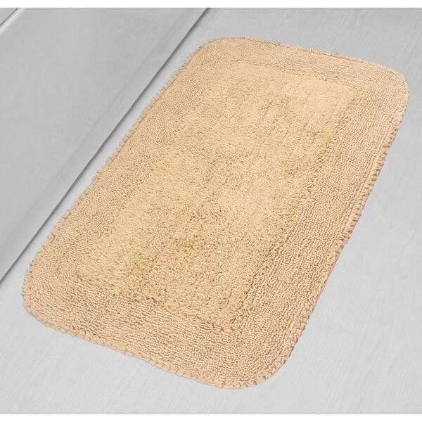 Cotton Solid 2-Piece Cream Highly Absorbent Non-Slip Backing Bath Rug Set  by Superior 