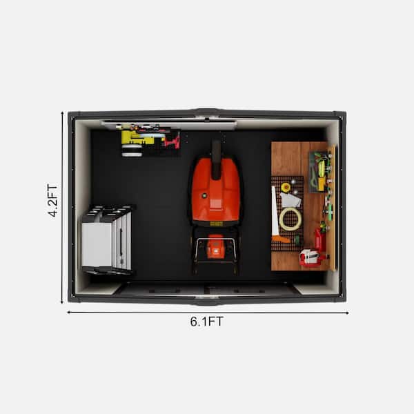 6 ft. x 4 ft. Resin Storage Shed with Skylight Windows, Ventilation, Lockable Doors and Floor Included (24 sq. ft.)