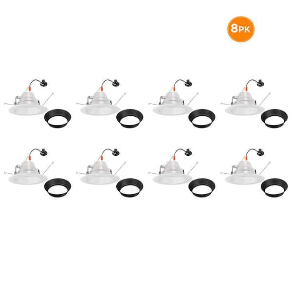 6 in. 30 Lighting Options Integrated LED Recessed Light Trim Adjustable CCT New Construction Remodel Indoor (8-Pack)