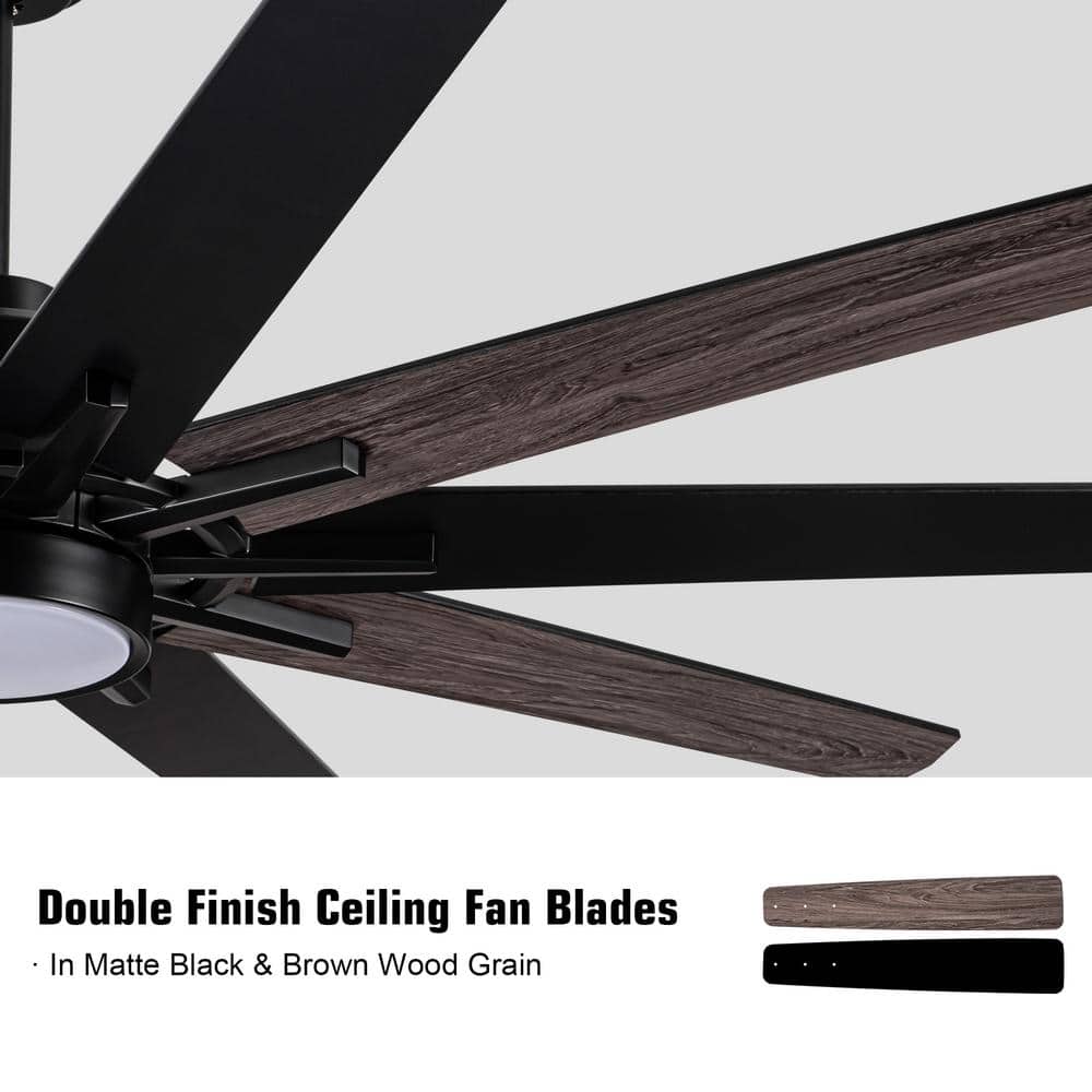 72-Inch Black Plywood Blade Ceiling Fan with LED Light and Remote