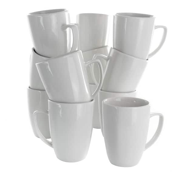 Elama 12 oz. Riley White Porcelain Mug (Set of 12) 985114712M - The ...