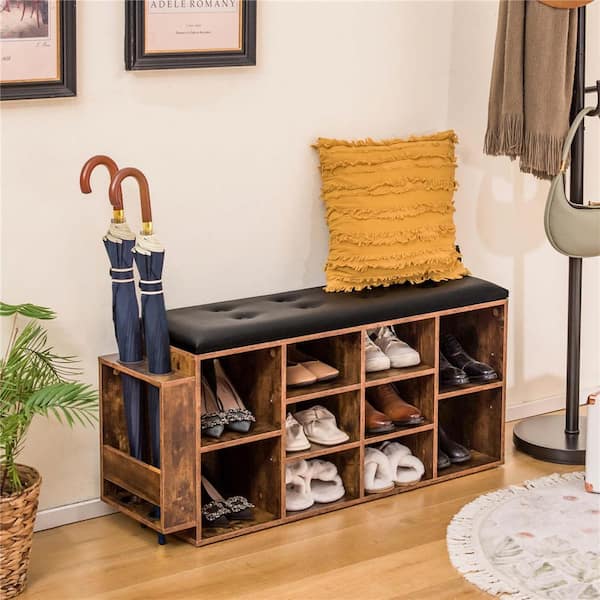 Costway H x W Black Engineered Wood Shoe Storage