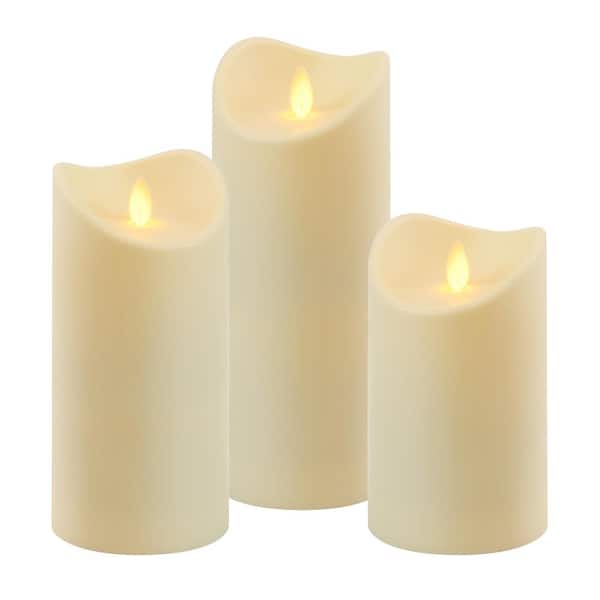 LUMABASE Battery Operated LED Resin Candles with Moving Flame (set of 3)