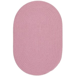 Joy Braids Solid Pink 2 ft. x 4 ft. Oval Indoor/Outdoor Braided Area Rug
