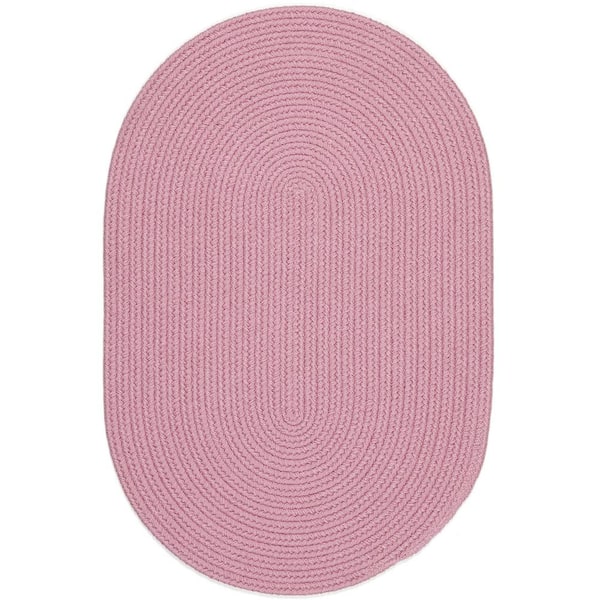 Rhody Rug Joy Braids Solid Pink 2 ft. x 4 ft. Oval Indoor/Outdoor Braided Area Rug