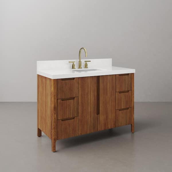 Sequoia 48 in. W x 22 in. D x 34.4 in. H Single Sink Bath Vanity in Mango Wood with White Quartz Top