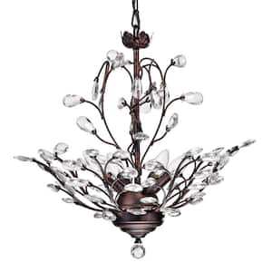 Amorette 4-Light Antique Copper Finish Unique/ Traditional Chandelier with Vine and Crystal Accents