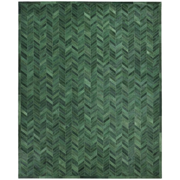 Meir Green 8 ft. x 10 ft. Chevron Indoor Area Rug
