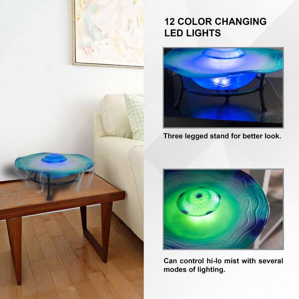 XBRAND 8 in. H Tabletop Mist Fountain with 12 Color-Changing