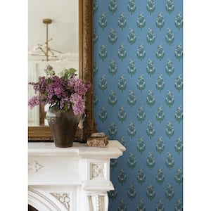 Paisley Blue Metallic Paper Non-Pasted Wallpaper