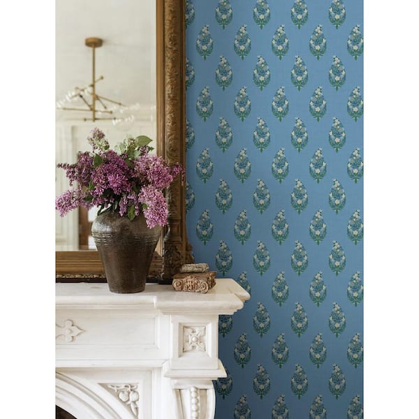 Paisley Blue Metallic Paper Non-Pasted Wallpaper