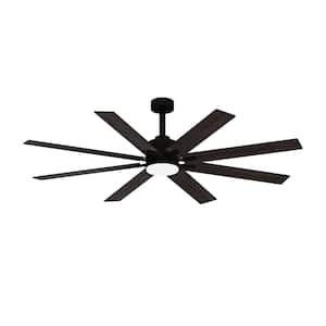 72.7 in. Integrated LED Indoor/Outdoor Ceiling Fan with Light Kit and Remote Control, Large Wooden Propeller Ceiling Fan