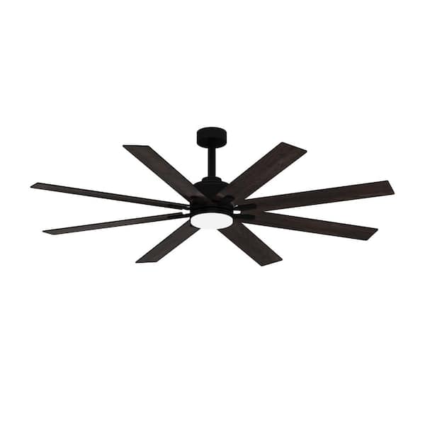 FUFU&GAGA 72.7 in. Integrated LED Indoor/Outdoor Ceiling Fan with Light Kit and Remote Control, Large Wooden Propeller Ceiling Fan