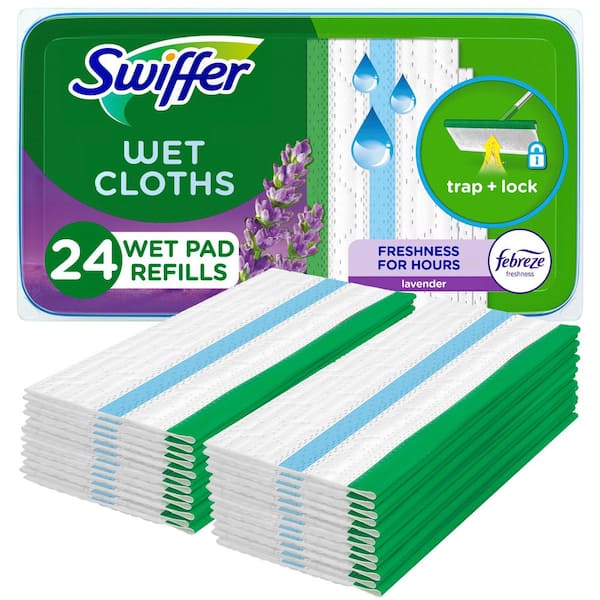 Swiffer Sweeper Wet Cloth Refills with Febreze Lavender Vanilla and Comfort Scent (24-Pack)