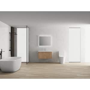 18.1 in. W x 35.4 in. D x 19.3 in. H Bath Vanity in Brown with White Top With Sink Soft Close Door