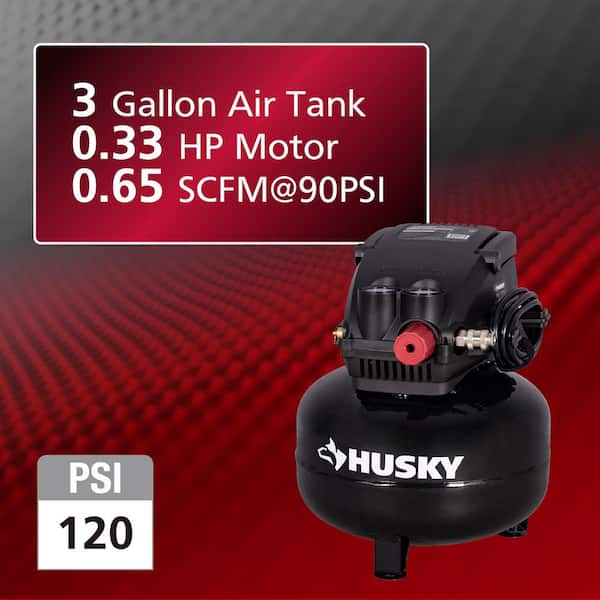 3 Gal. 120 PSI Portable Electric Oil-Free Light Duty Pancake Air Compressor with Fold Down Handle and 1-Quick Coupler
