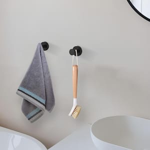Round knob Bathroom Robe/Towel Hook in Matte Black (2-Pack)