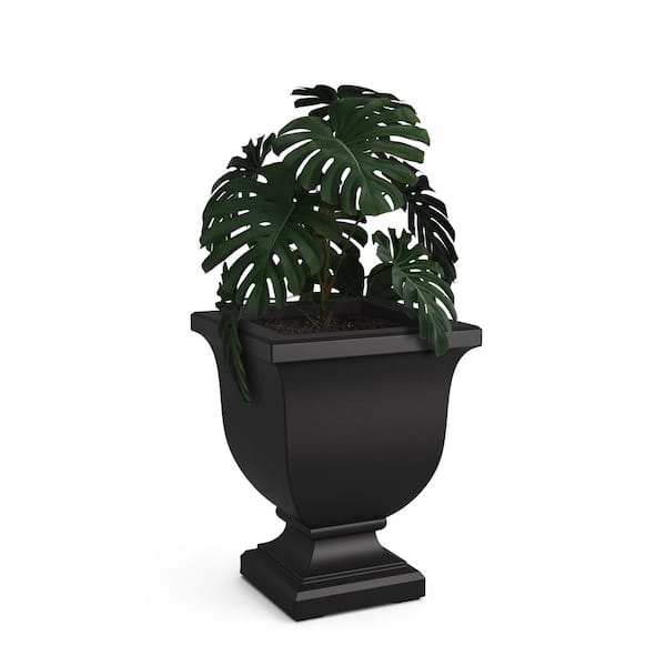 Mayne Augusta 20 in. Tall Self-Watering Black Resin Polyethylene Planter