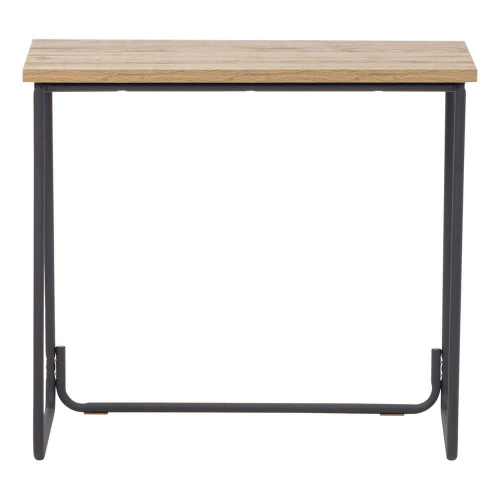 Compact Urban Industrial Black Wood Desk with Filing Cabinet