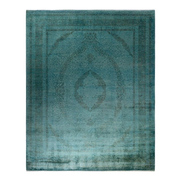 Solo Rugs Fine Vibrance, One-of-a-Kind Hand-Knotted Area Rug - Blue, 8 X 10