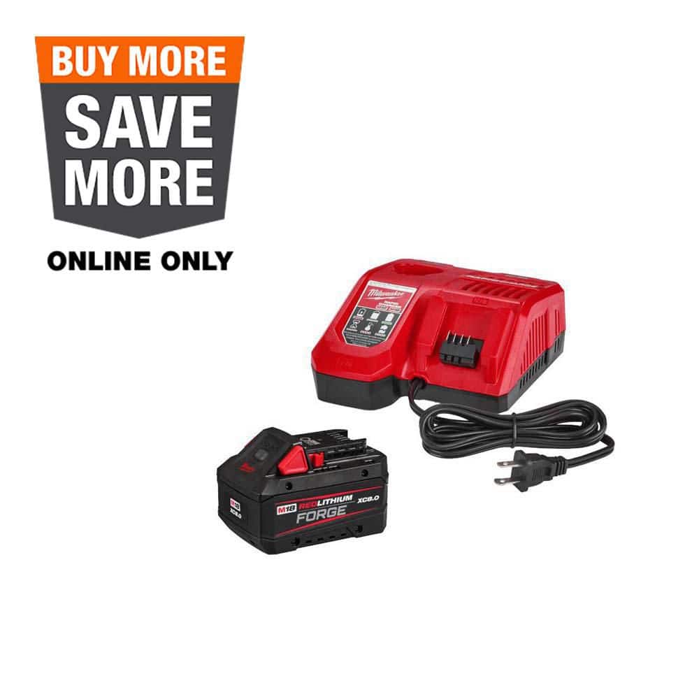 Milwaukee M18 18-Volt Lithium-Ion REDLITHIUM FORGE Starter Kit with 8.0Ah Battery and Rapid Charger 48-59-1881