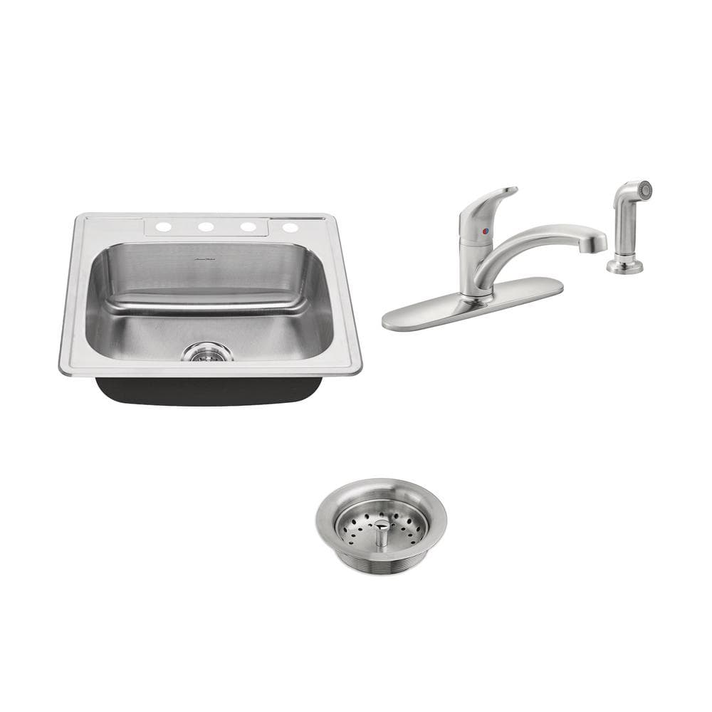 Colony ADA All-in-One Drop-In Stainless Steel 25 in. 4-Hole Single Bowl Kit