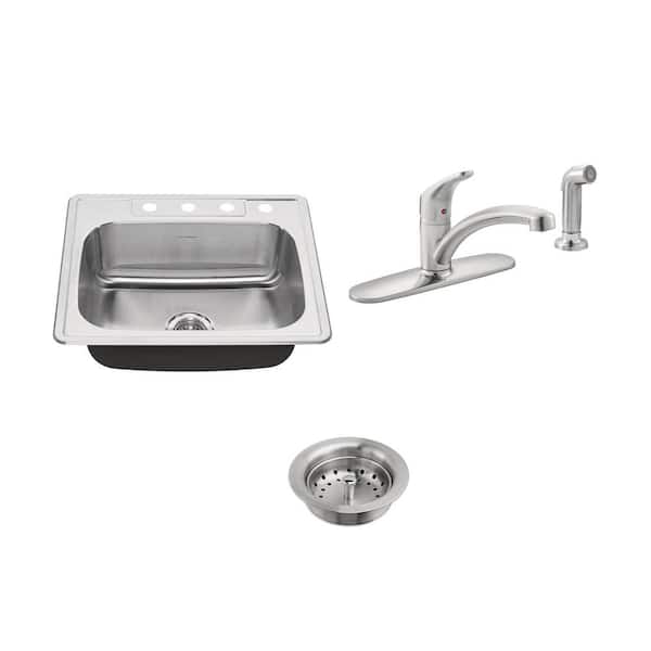 All-in-One Drop-In Stainless Steel 25 in. 4-Hole Single Bowl Kitchen Sink All-in-One Drop-In Stainless Steel 25 in. 4-Hole Single Bowl Kitchen Sink