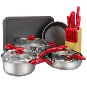 22-Piece Cookware Combo Set in Red