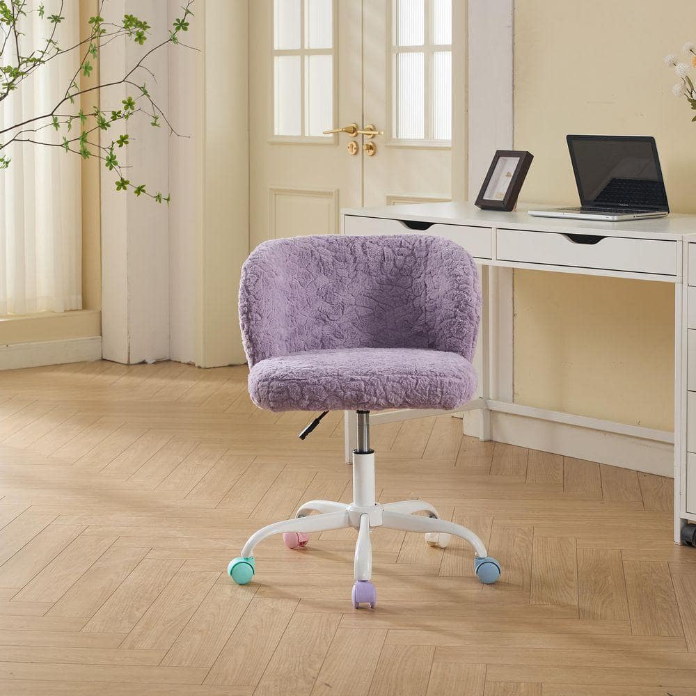 Fabric Upholstered Swivel Task Chair in Violet w/Metal Base Adjustable Height Desk Chair Home Office Chair Vanity Chair