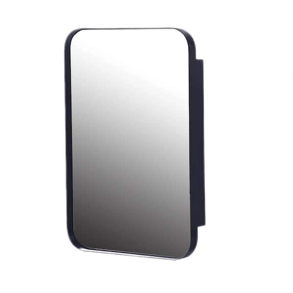 Unbranded 16 in. W x 24 in. H Rectangle Metal Frame Black Mirror with Recessed Medicine Cabinet and Adjustable Shelve for Bathroom