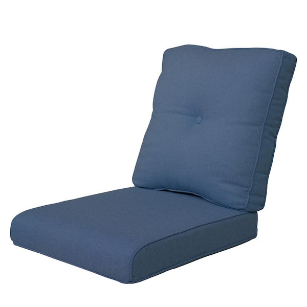 Pocassy 22 in. x 24 in. 2-Piece CushionGuard Outdoor Lounge Chair Deep Seat Replacement Cushion Set in Blue