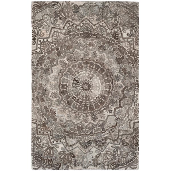 SAFAVIEH Marquee Gray/Ivory 5 ft. x 8 ft. Border Area Rug