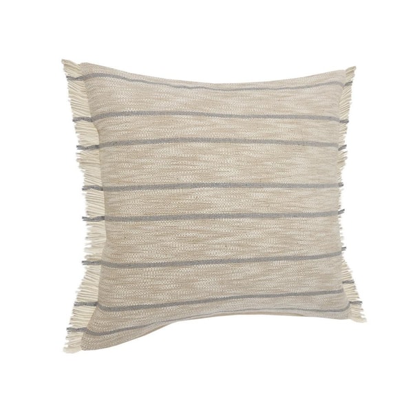 Taupe Distressed Stripes Throw Pillow