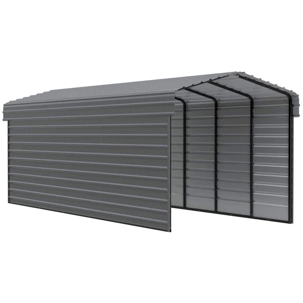 ARROW 10 ft. W x 29 ft. D x 9 ft. H Charcoal Galvanized Steel Carport with 2-Side Wall Kits (CPHC102909ECL2)