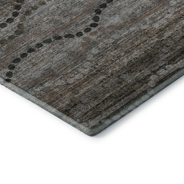 Mayfield Premium Machine Washable Abstract AMF2031 Chocolate 3 ft. x 4 ft. Area Rug