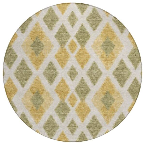 Chantille Machine Washable Indoor/Outdoor Abstract ACN3021 Sage 8 ft. x 8 ft. Round Rug