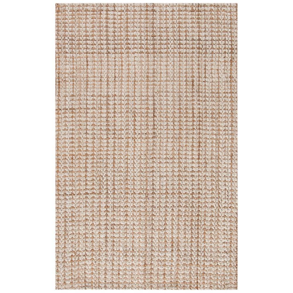 Hand-Knotted Ivory and Light Brown Jute Area Rug, 4' x 6'