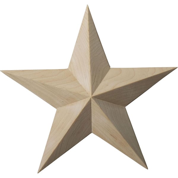 6-1/2 in. x 1 in. x 6-1/2 in. Unfinished Wood Rubberwood Galveston Star Rosette