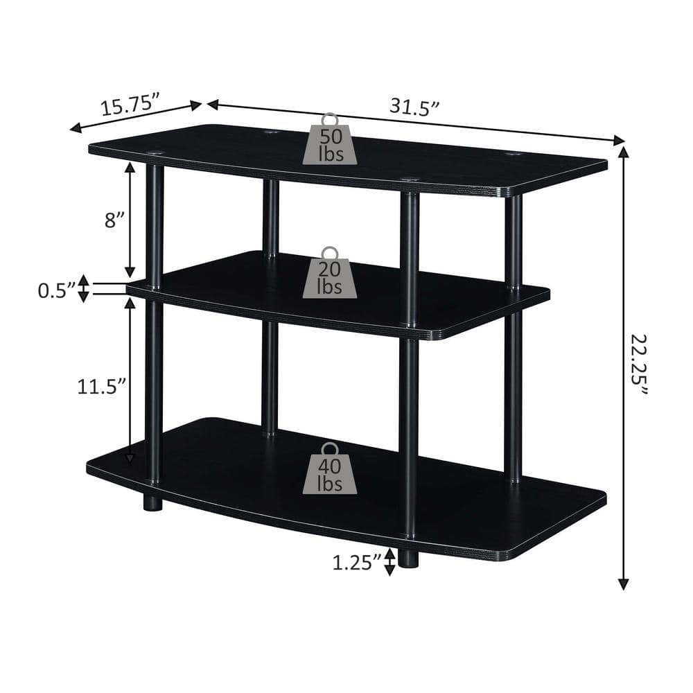 Barnwood 32-Inch 3-Tier TV Stand with Stainless Steel