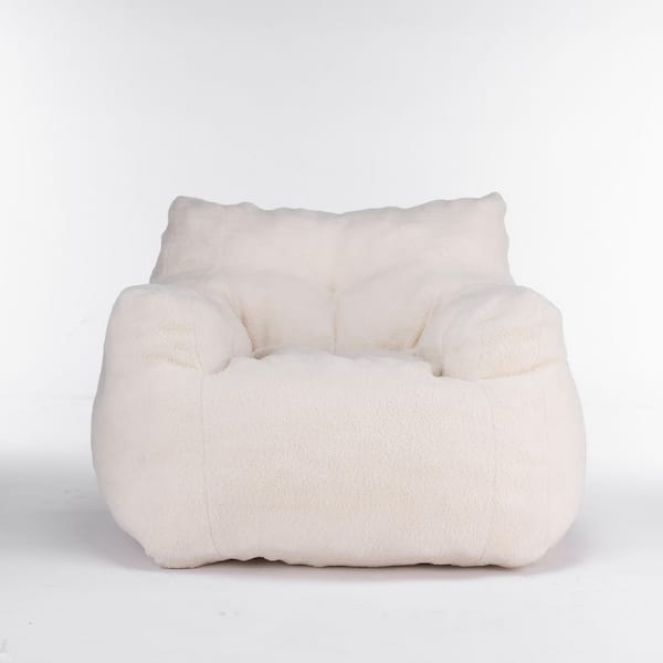 Ivory Soft Tufted Foam Accent Chair with Teddy Fabric AM908C 68