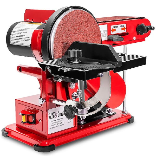 XtremepowerUS 4 in. x 36 in. 2-in-1 Disc and Belt Corded Sander Benchtop Sanding Station with Adjustable Tilt and Dust Port