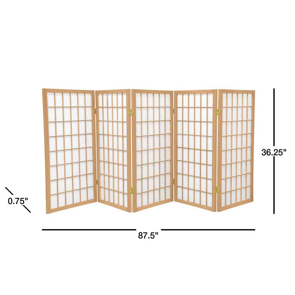 Natural 5-Panel Shoji Screen Room Divider