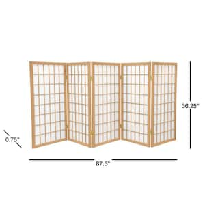 3 ft. Short Window Pane Shoji Screen - Natural - 5 Panels