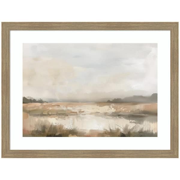 Woodgrain "Neutral Abstract Landscape" by The Creative Bunch Studio Landscape Framed Art Print 20 in. x 26 in.