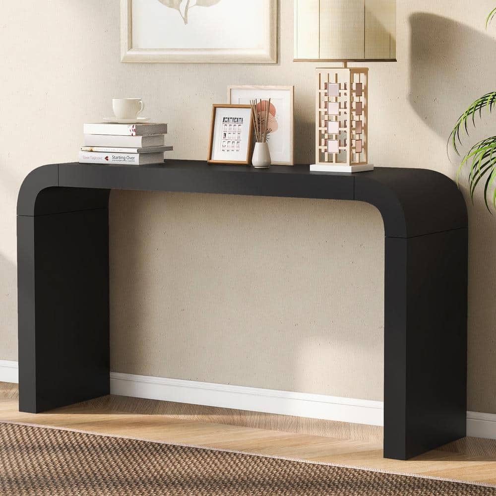 View of Harper & Bright Designs Minimalism 55.1 in. Black Curved(specialty ...