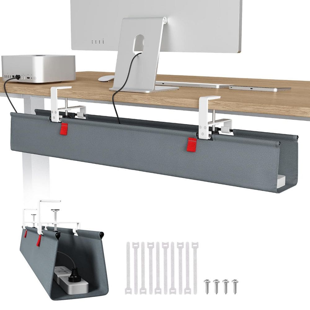 36 in. Gray No Drill Under Desk Cable Management Tray, Clamp/Screw Mount Desk Cable Management for Office, Home price history on PriceWatchPro