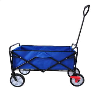 3.6 cu. ft. Oxford Fabric Steel Frame Wagon Heavy-Duty Folding Portable Hand Garden Cart with Universal Wheels in Blue
